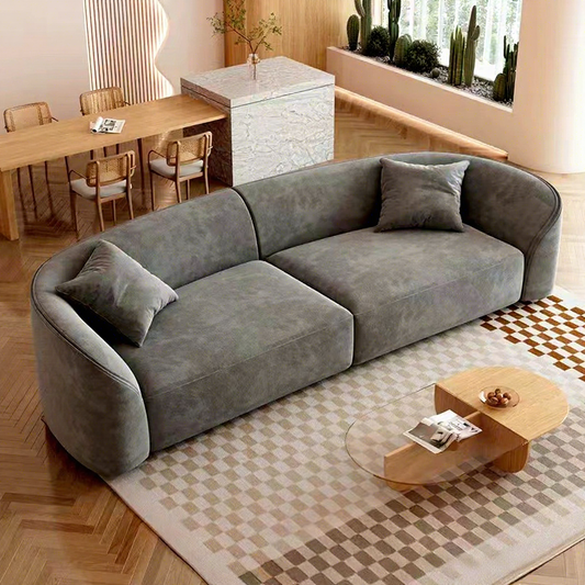 Sectional Sofa Set  Stainless Steel Legs Wash-Free Fabric Three-Seat Curved Sofa