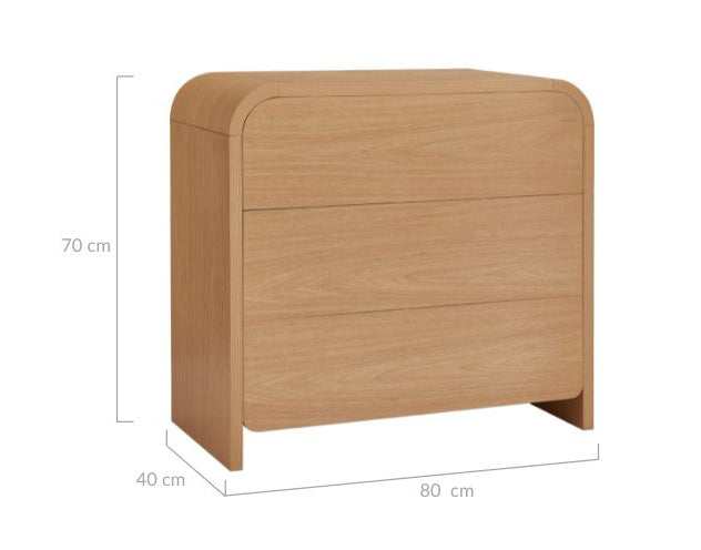 Home Furniture  Oak Wooden Chest of Drawer Storage Drawer Cabinet 3 Chest of Drawers