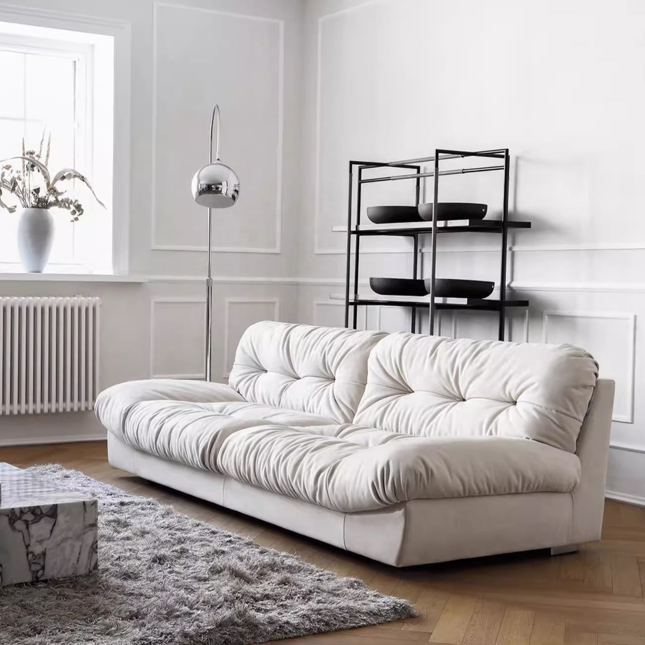 Cloud Down Fabric Sectional Sofa Set for Small Living Room Flats-Rectangle Shape