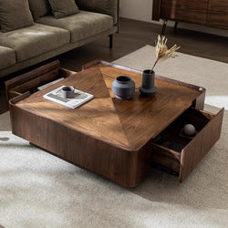 Modern Walnut Dark Wood Frame Metal Living Room Tea Table Coffee Table