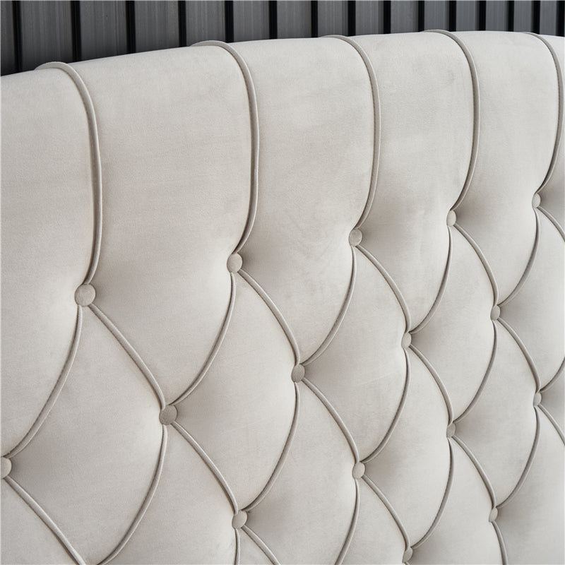 Button Upholstered Double Single Queen King Size Fabric Storage Bed Frame With Storage Drawers