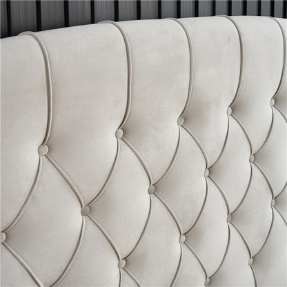 Button Upholstered Double Single Queen King Size Fabric Storage Bed Frame With Storage Drawers