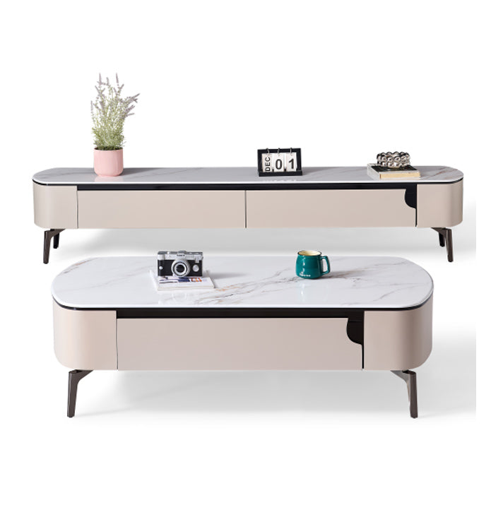 Living Room Furniture TV Stand with Carbon Steel Feet Coffee table Set