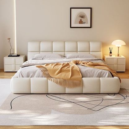 Soft Backrest King Queen White Up-holstered Double Beds