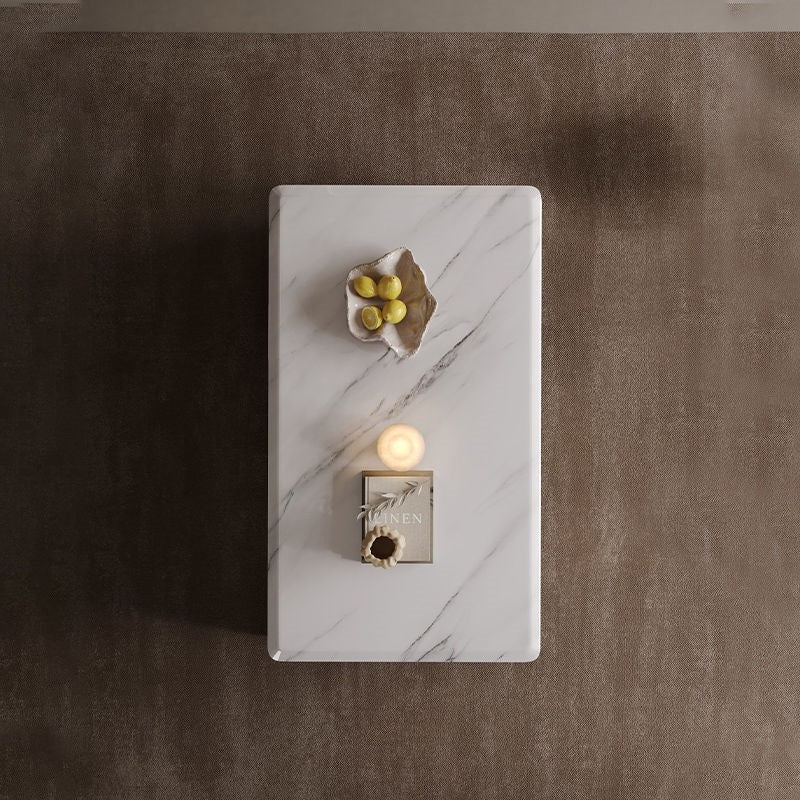 Marble Look Living Room Furniture Set Extendable Storage Coffee Table and TV Cabinet