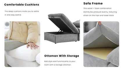 Chenille Linen Mix Fabric Living Room Modular Sectional Couch Sofa Set