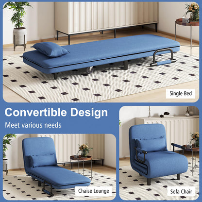 Single Size One Seater Mini Folding Arm Convertisable Sofa in Bed with Cushion