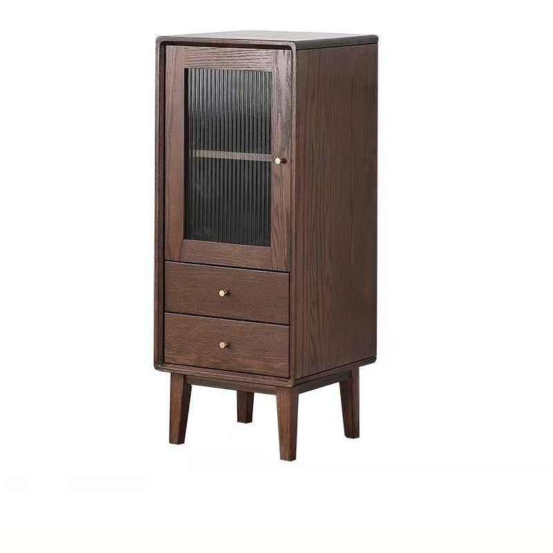 Solid Wood Storage Side Cabinet Oak Wood Tall Cabinet Living Room Side Cabinet Furniture