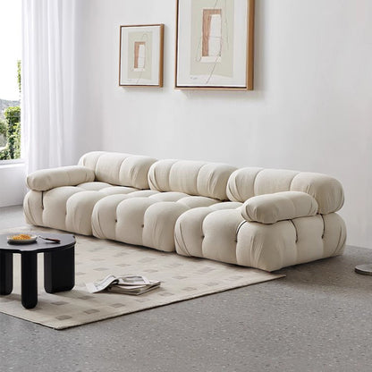 Vacuum Compression Straight Block  Cream Fabric Sofa