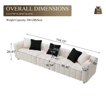 Durable Fabric Sofa with 5 Pillows 3-Seater Sectional Sofa