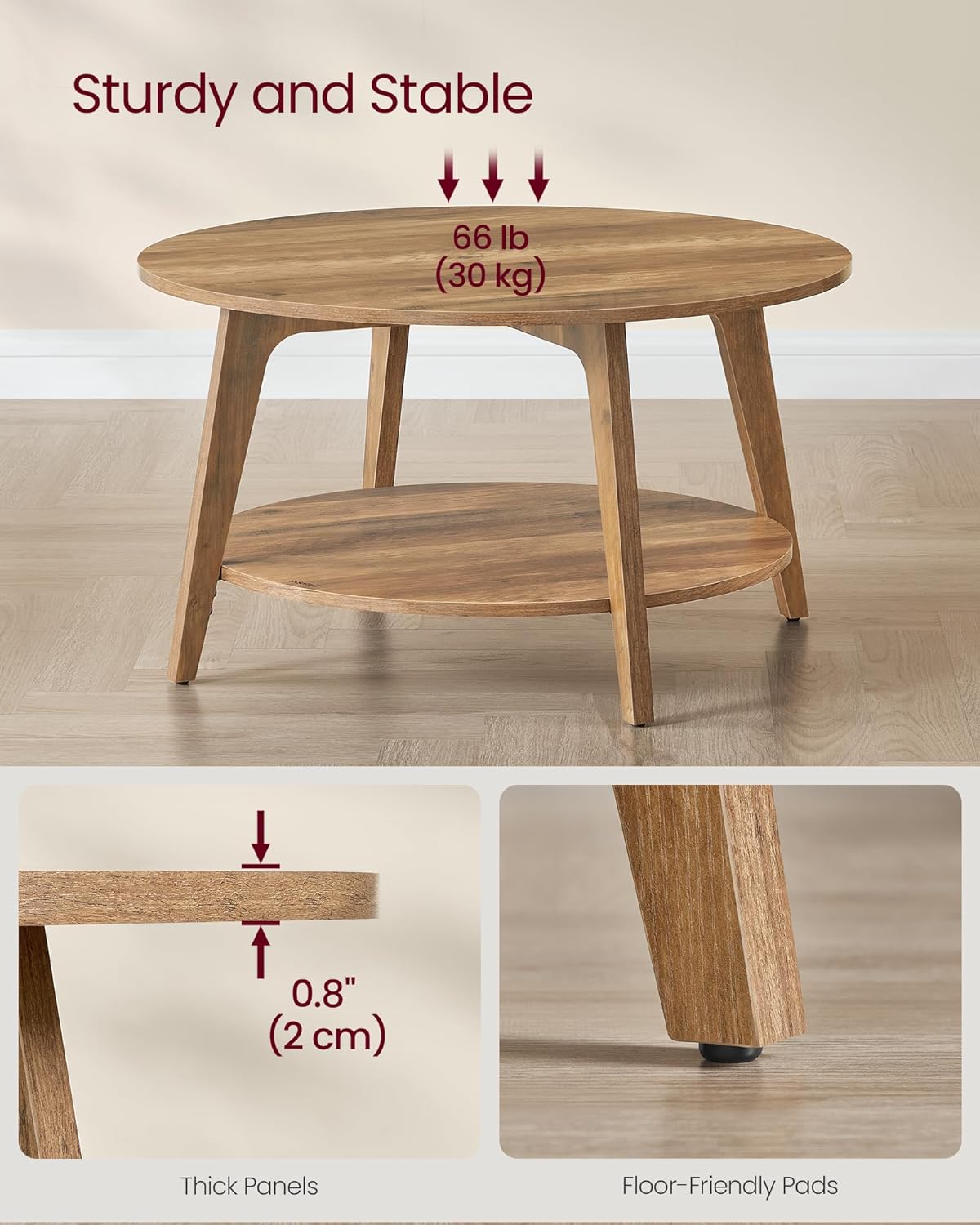 Home Living Room Mini Furniture Round Side Table End Table Wood Coffee Table
