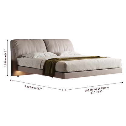 Double Queen King Size Bedroom Furniture Set Leather Suspended Bed Wooden Beds