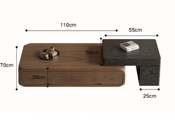 Living Room Set with Extendable Coffee Table and TV Cabinet Combination