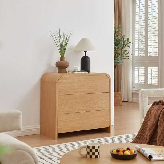 Home Furniture  Oak Wooden Chest of Drawer Storage Drawer Cabinet 3 Chest of Drawers