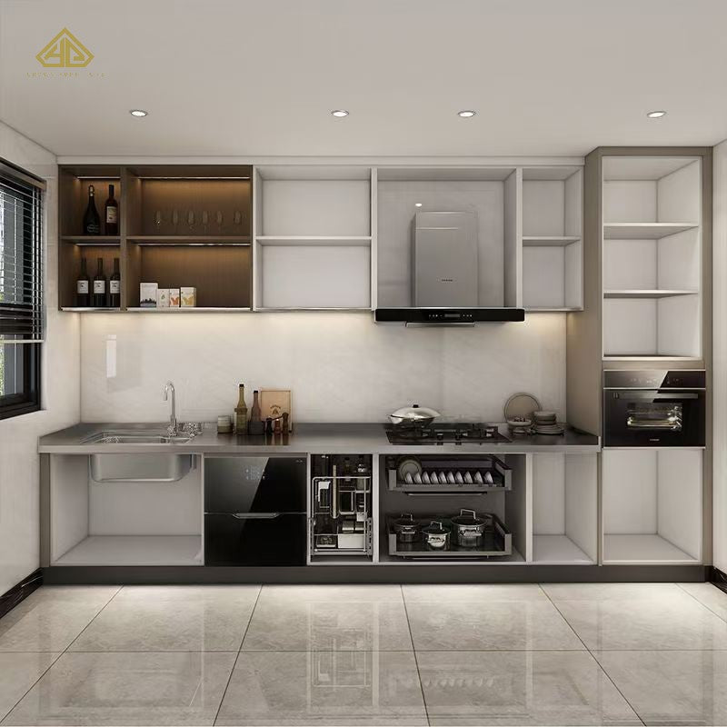 Custom Modern Design Uv Lacquer Kitchen Cabinets for Apartment Project