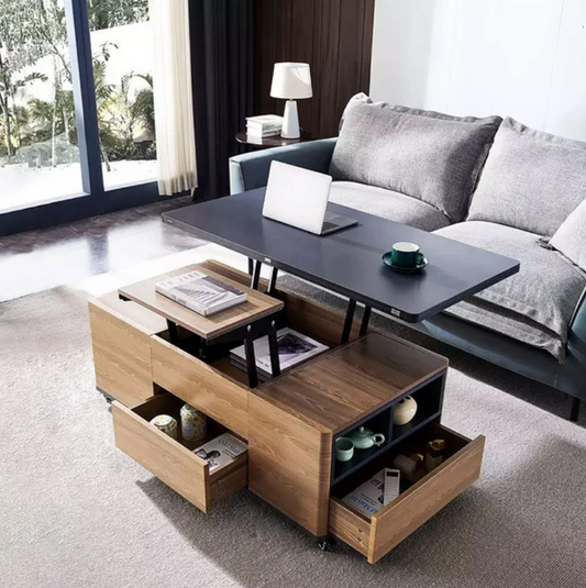 Modern Lift Top Coffee Table Multi Functional Smart Coffee Table With 3 Drawers