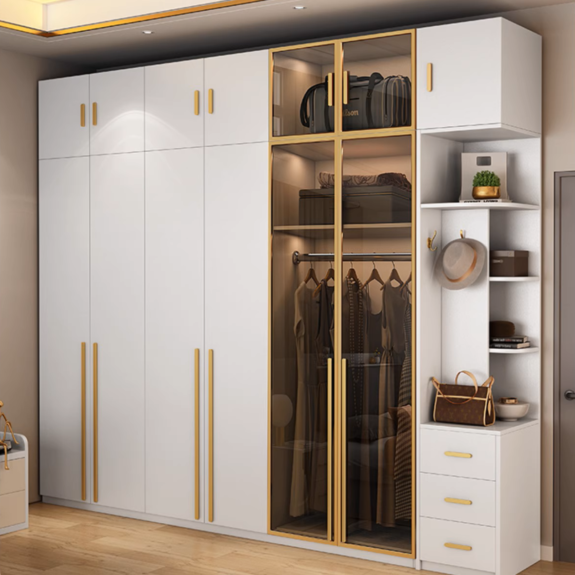 Home Furniture Durable Wooden Bedroom Cabinet Bedroom Wardrobe