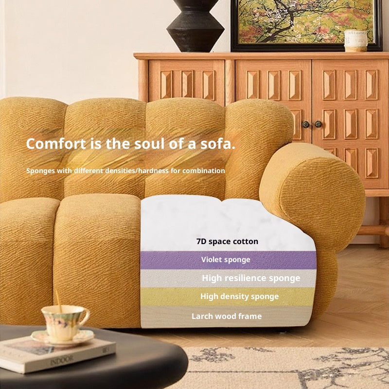 French Cream Puff Sofa with Removable and Washable Fabric Small Apartment Chenille Sofa