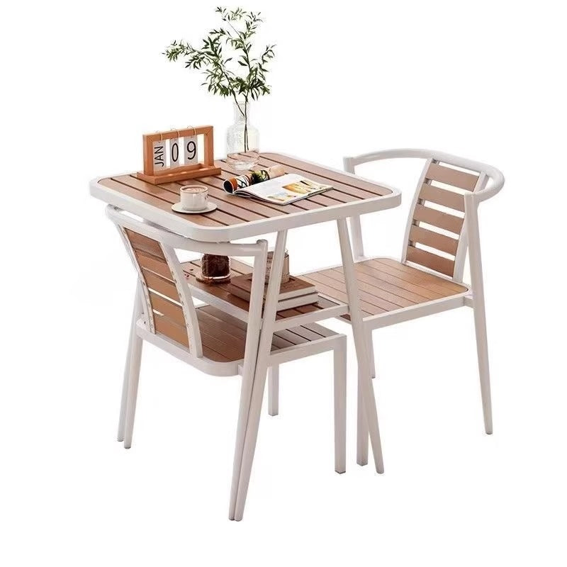 Small Apartment Household Simple Square Outdoor Solid Wood Dining Table Chairs