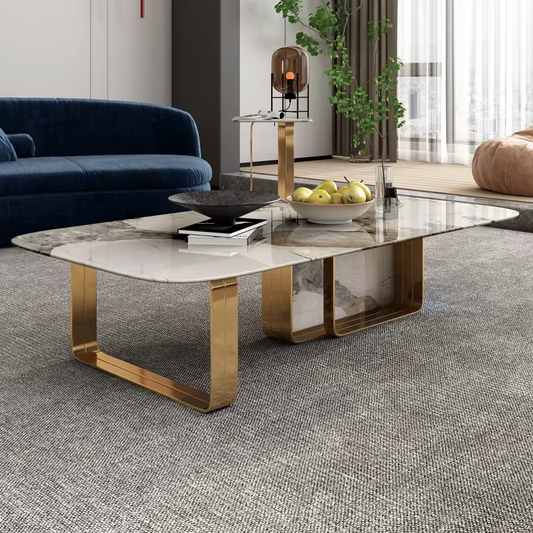 Skeleton Light Luxury Living Room Furniture Slate  Combination Set Tea Coffee Table