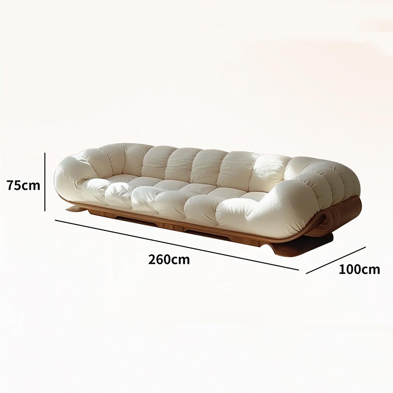 Cloud Wooden Sofa Living Room Luxury Cream Style Large Flat Fabric Solid Wood Sofa