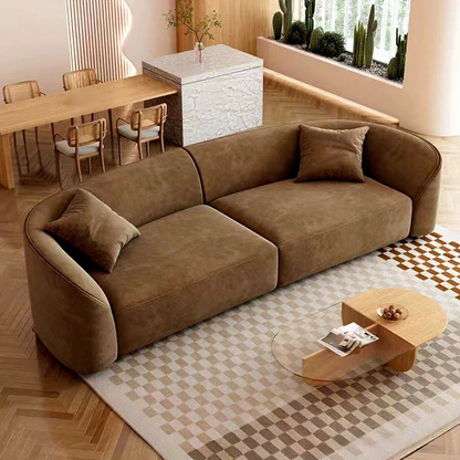 Sectional Sofa Set  Stainless Steel Legs Wash-Free Fabric Three-Seat Curved Sofa