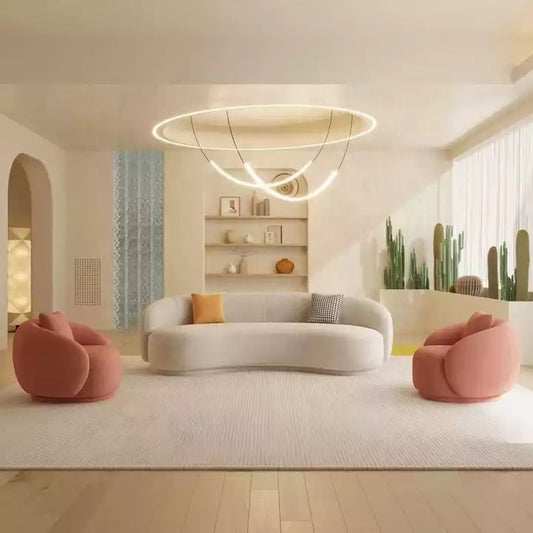 White Lamb Wool Chesterfield Sectional Sofa Bed Living Room Furniture Set