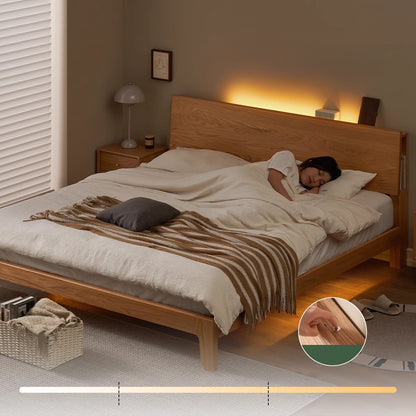 Modern Design King-size Queen-size Wood Bed Solid Oak King-size Queen-size Wood Bed