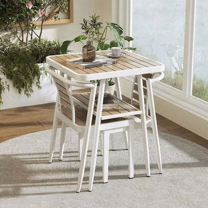 Small Apartment Household Simple Square Outdoor Solid Wood Dining Table Chairs