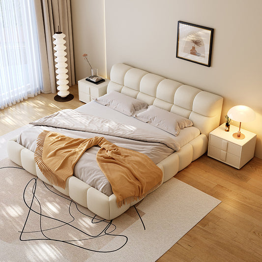 Soft Backrest King Queen White Up-holstered Double Beds