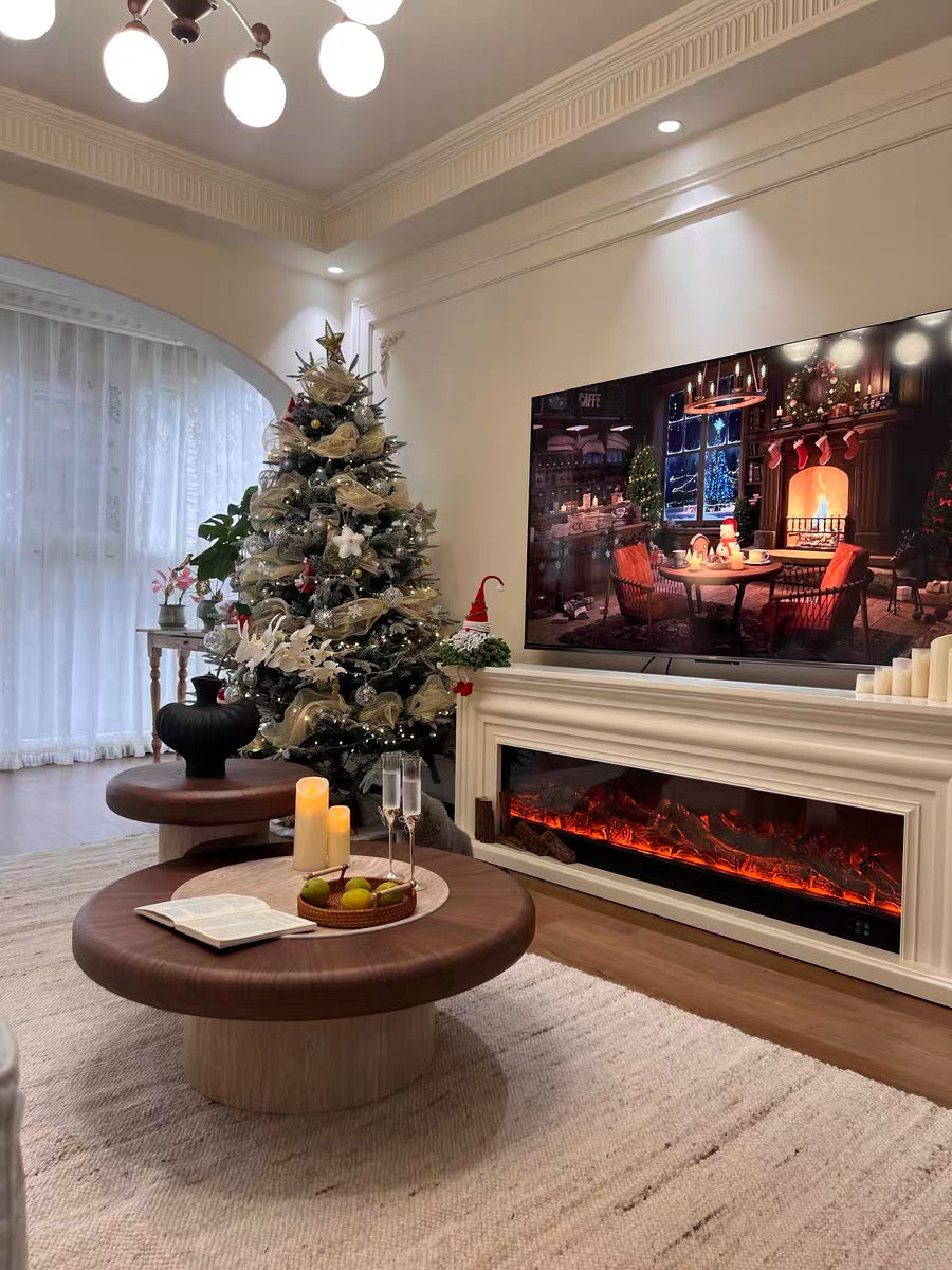 Solid Wood Table Living Room Wooden Tea Table Round Coffee Tables for Home