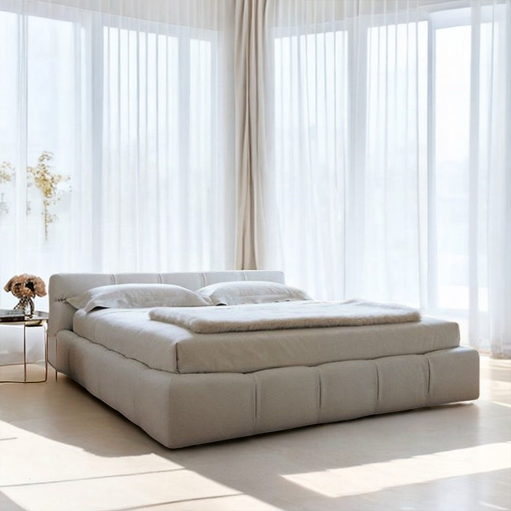 Cloud Bed European Full Queen King Size White Tufted Upholstered Wooden Bed Soft Style Bedroom