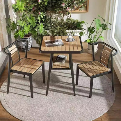 Small Apartment Household Simple Square Outdoor Solid Wood Dining Table Chairs