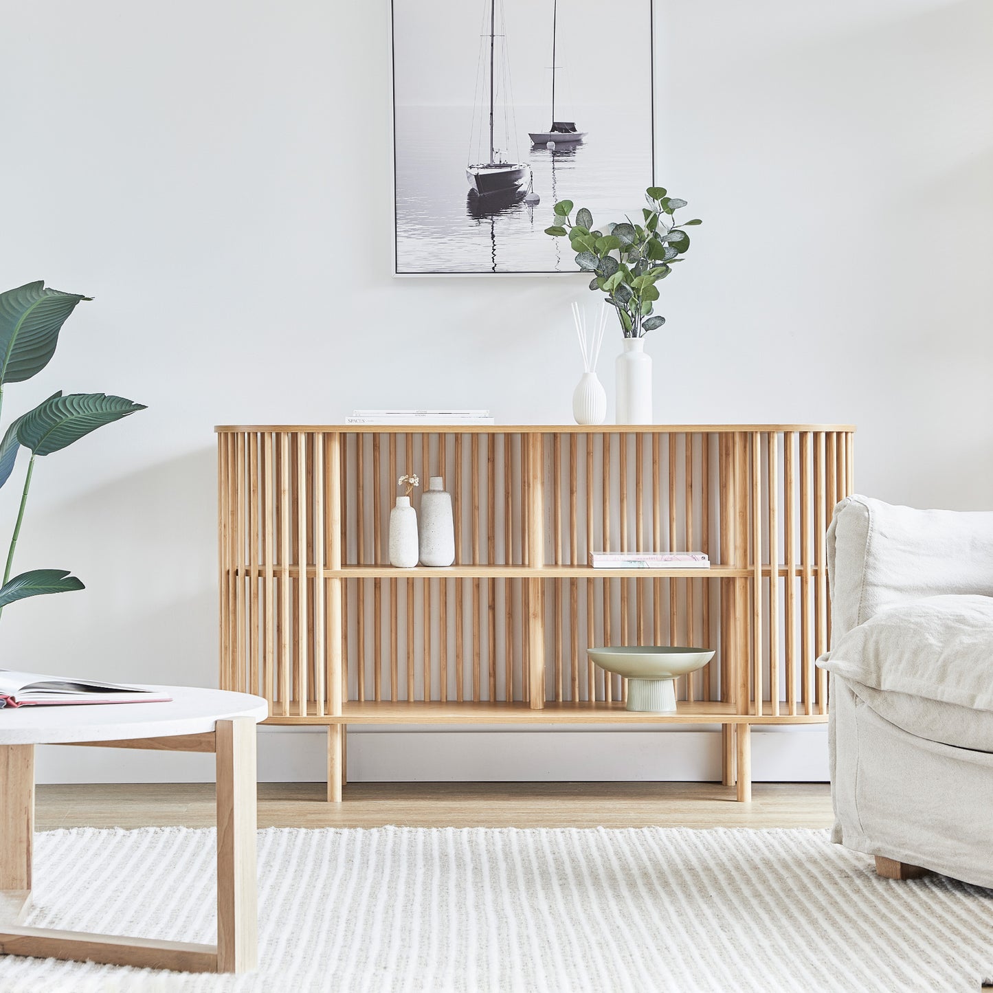 Console Table Storage Cabinet for Dining Room  Wooden Buffet Sideboard Cabinet