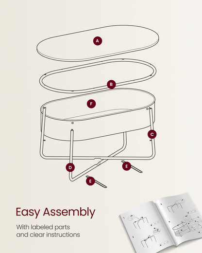 Oval Center Table With Fabric Basket Living Room Coffee Table With Storage