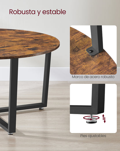 Round Coffee Table Home Furniture with 2 Tier Rustic Wood Desktop Living RoomTable