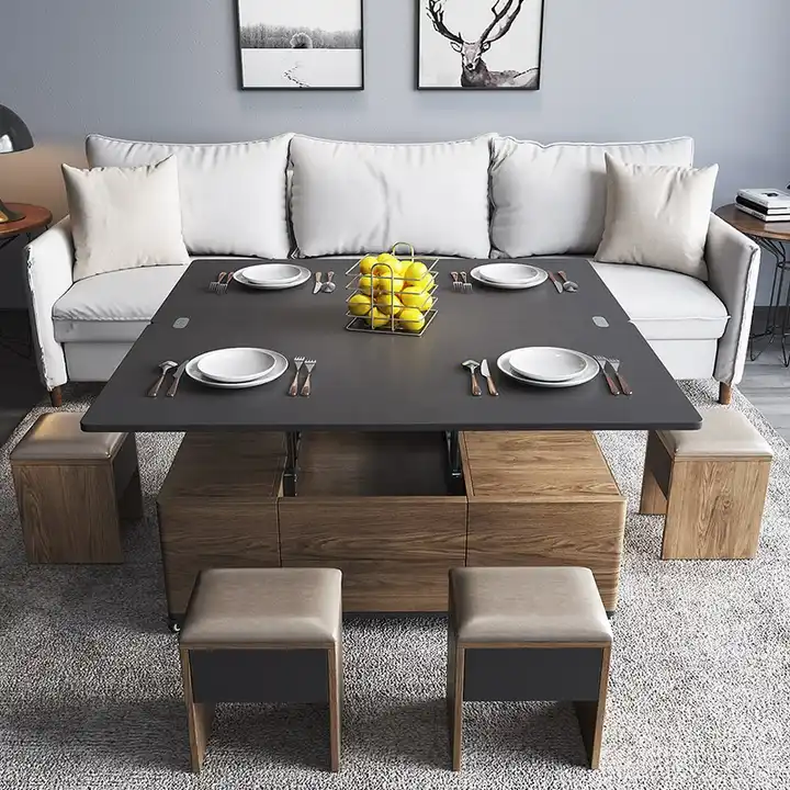 Modern Lift Top Coffee Table Multi Functional Smart Coffee Table With 3 Drawers