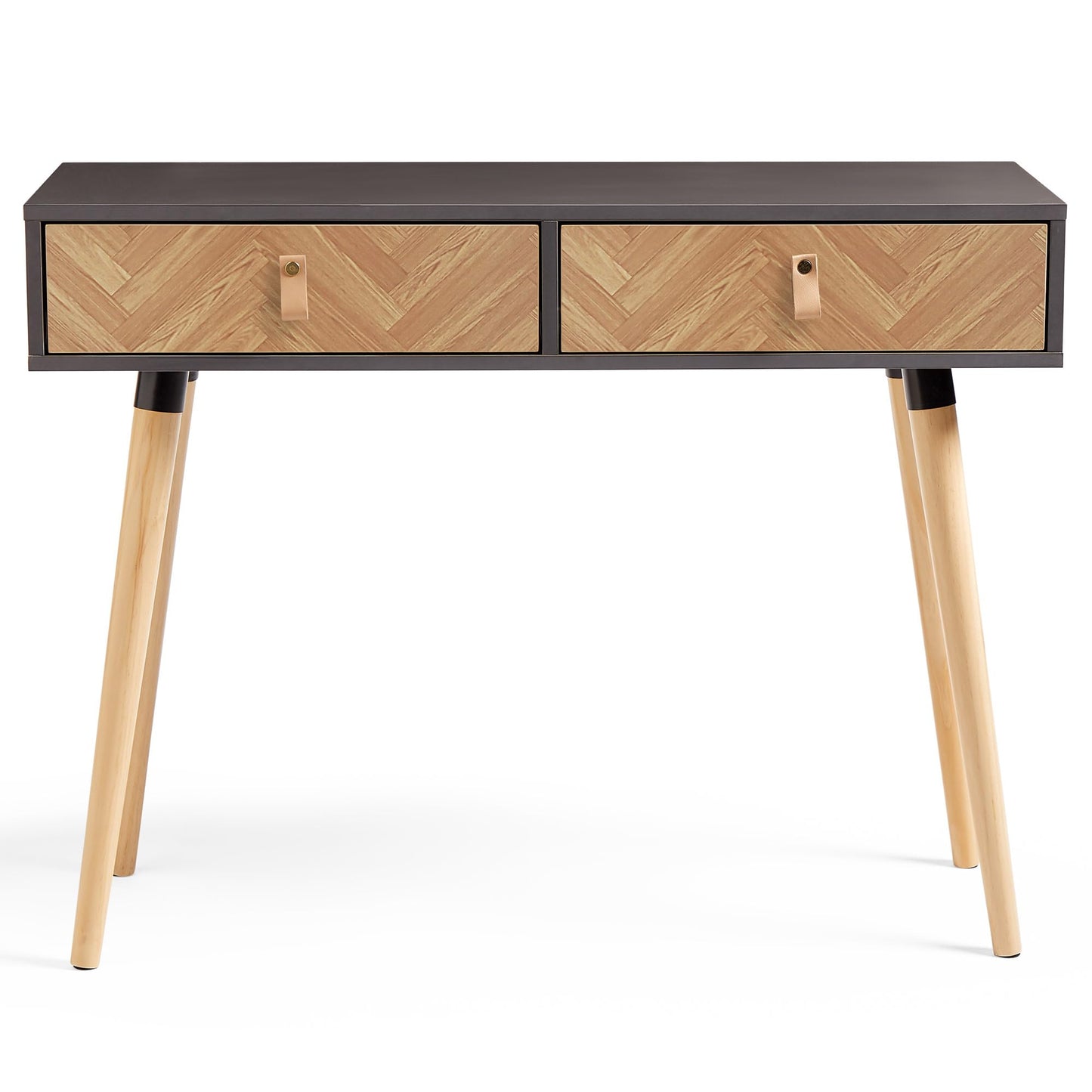 Living Room Furniture Grey & Wood Effect 2-Drawer Console Table