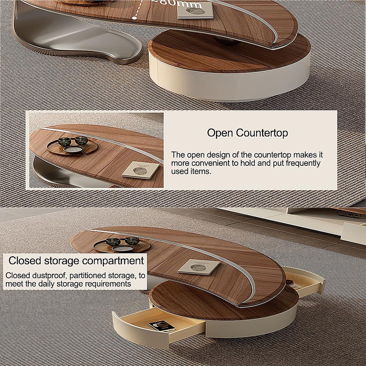 Coffee Table Cocktail Tea Table Wood Desktop Metal Legs Coffee Table for Living Room